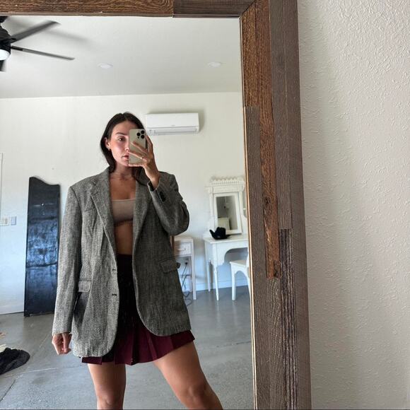 Haggar Unisex Large Blazer Grey Plaid Wool Vintage Wool Blend - Picture 2 of 2